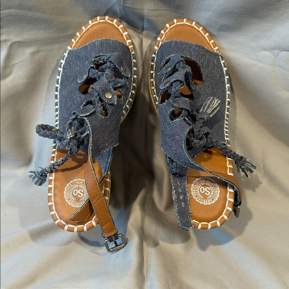 SO Denim Blue Wedge Sandals - Picture 3 of 5